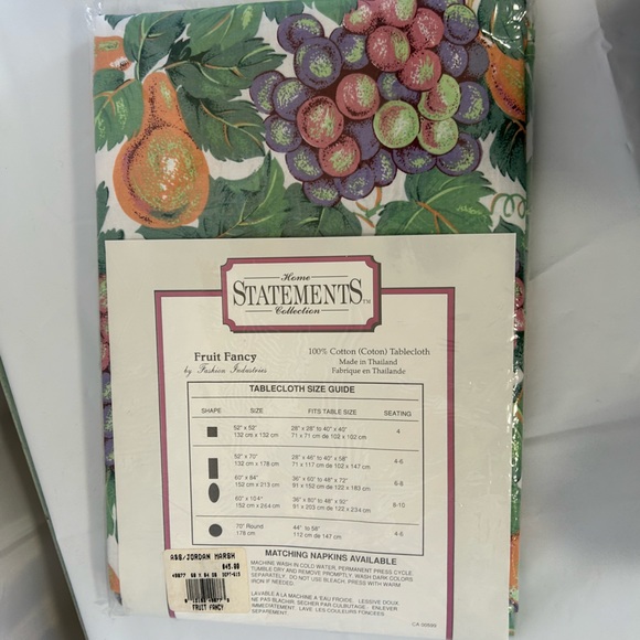 Fashion Industries HOME Statements Fruit Fancy Tablecloth Oblong 60”x84” New. - Picture 5 of 5